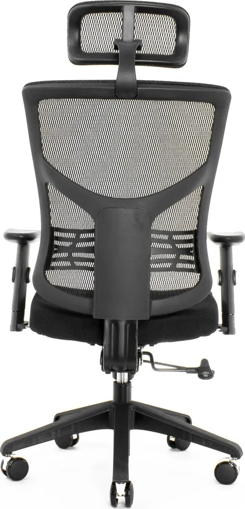 Ergonomiczne krzesło biurowe z siatki ErgoFly Star-E T-01, zgodne z normą BHP, kolor czarny
