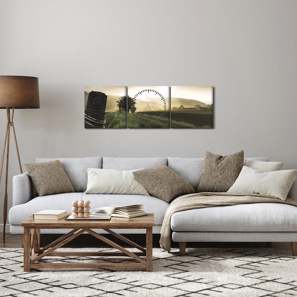 Obraz łąki (z zegarem) (90x30 cm)