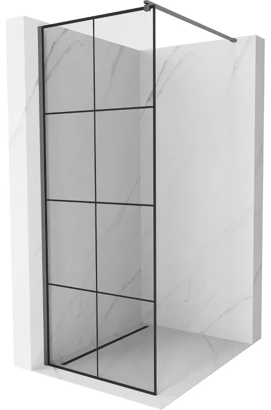 Mexen Kioto ścianka prysznicowa Walk-in 90 x 200 cm, czarny wzór 8 mm, gun metal - 800-090-101-95-77