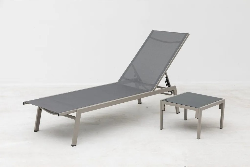 Doppler Mare zestaw leżaków + stół, mocca/ szary