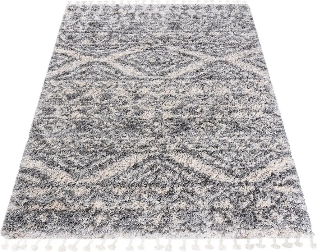Kremowy dywan shaggy do salonu boho L3-P38