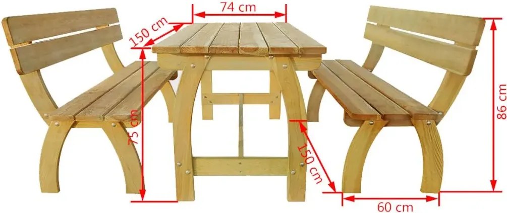 Zestaw drewnianych mebli ogrodowych E2-F35