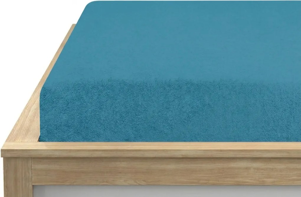 PrzytulneMieszkanie.pl Prześcieradło frotte EXCLUSIVE ciemnoturkusowe 90 x 200 cm