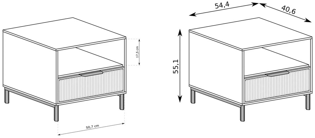 Beżowa szafka nocna z lamelami P5-T66