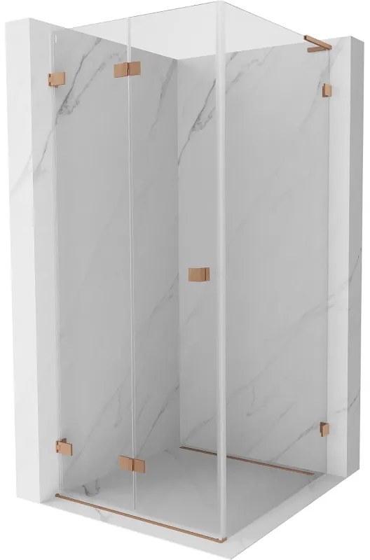 Mexen Lunar-F L kabina prysznicowa składana lewa 90 x 90 cm, transparent, miedź szczotkowana - 836L-090-090-65-00-L