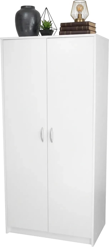 Biała dwudrzwiowa szafa z półkami C3-D96