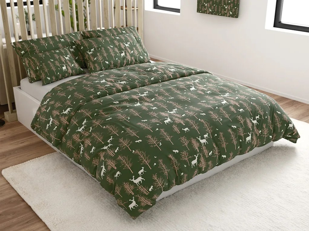 PrzytulneMieszkanie.pl PrzytulneMieszkanie.pl Pościel z mikrofibry OAK DEER ciemnozielony Rozmiar pościeli: 70 x 90 cm | 140 x 200 cm