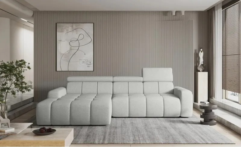 Narożnik ENZO S układ L z elektryczną regulacją siedziska Lewostronny z funkcją spania w ktaninie SORELLA 01 WERSAL