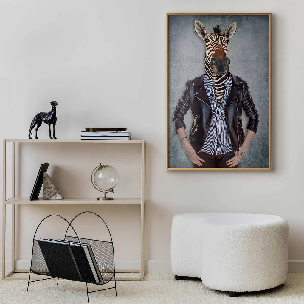 Plakat Zebra Ewa 29,7x42 cm z ramą złotą bez marginesu ARTGEIST B