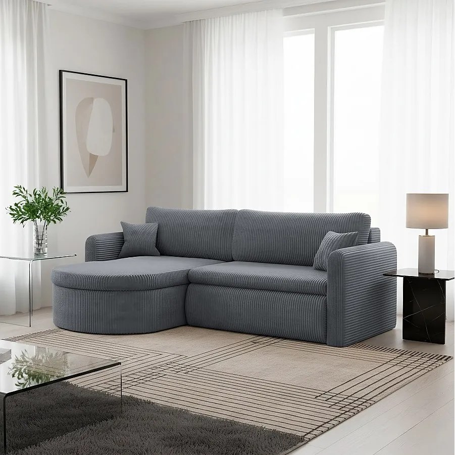Uniwersalny narożnik Verona L z funkcją spania, do salonu, szary