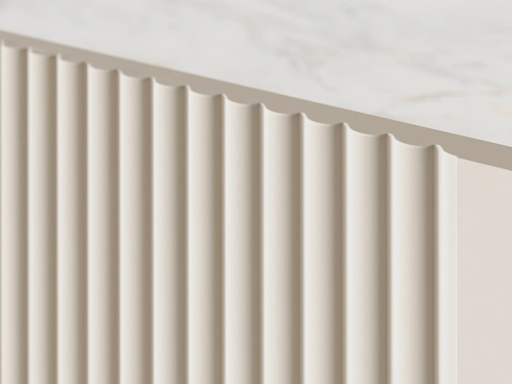 Stolik kawowy z szufladami Malmi 100 cm - kaszmir / crema bianca / czarne nóżki