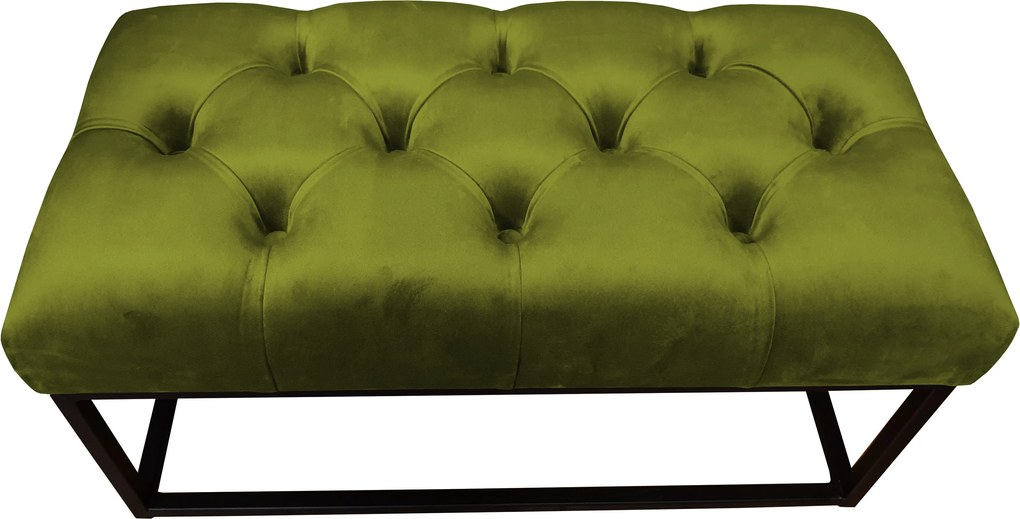 Ławka CHESTERFIELD tkanina Welur loft ławka metal : Kolor Stelaża - Czarny , Kolor tkaniny - VELVET - BL75, Typ tkaniny - Velvet