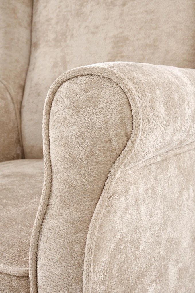 Fotel wypoczynkowy klasyczny uszak HERMES beżowy tkanina MARKOS 14-#3