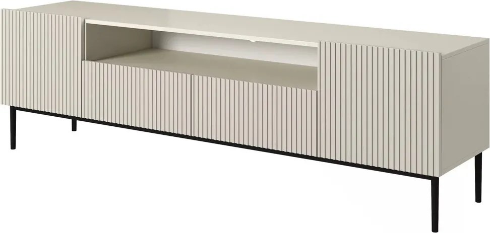 Szafka RTV Nicole 200 cm z wnęką i szufladami - kaszmir / czarne nóżki
