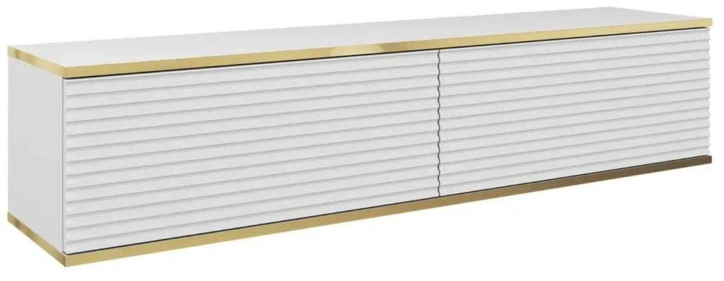 Szafka RTV KARL 3D 135cm wisząca/stojąca biały mat PIASKI Meble