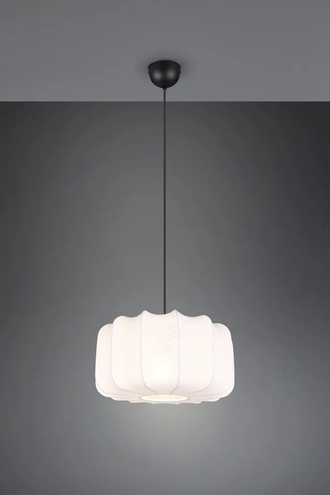 Biała metalowa lampa wisząca z tekstylnym kloszem ø 40 cm Madleine – Reality