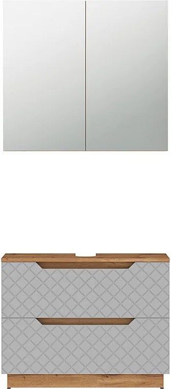 Zestaw mebli łazienkowych dąb/szary ze strukturą płytek 79.6x32x62.5 lotta