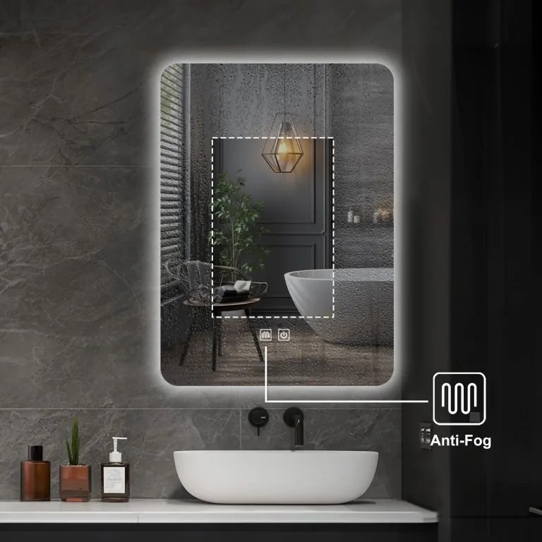 IREDA Lustro łazienkowe z oświetleniem LED, 80 x 60 cm