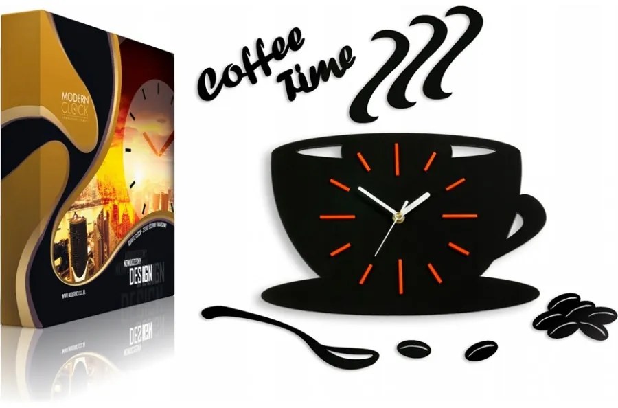 Zegar na ścianę do kuchni naklejany filiżanka cichy czarny do kuchni salonu