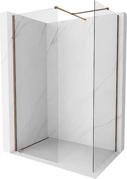 Mexen Kioto-X ścianka prysznicowa Walk-in 130 x 70 cm, transparent 10 mm, różowe złoto - 800-130-202-60-00-070-X