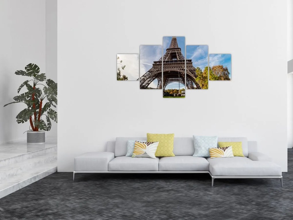 Obraz - Kolorowa wieża Eiffla (125x70 cm)