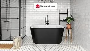 Wanna wolnostojąca owalna - 180 L - 130 x 71 x 58 cm - Czarna - Akrylowa - APOGON