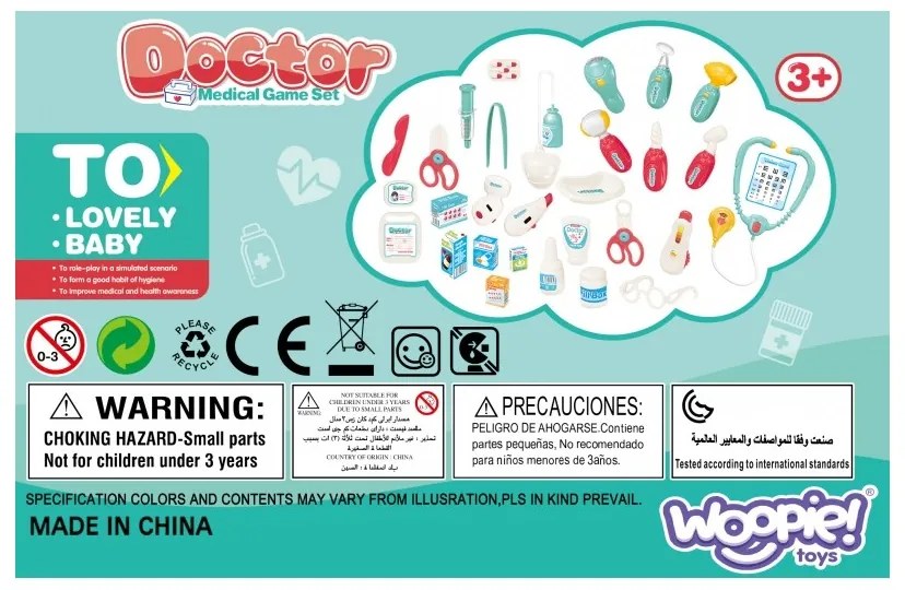Woopie zestaw lekarski mały lekarza doktor w walizce światło dźwięk + akc.