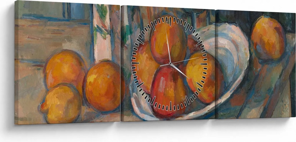 Obraz - Paul Cézanne, Still Life with Milk Jug and Fruit, reprodukcje (z zegarem) (90x30 cm)