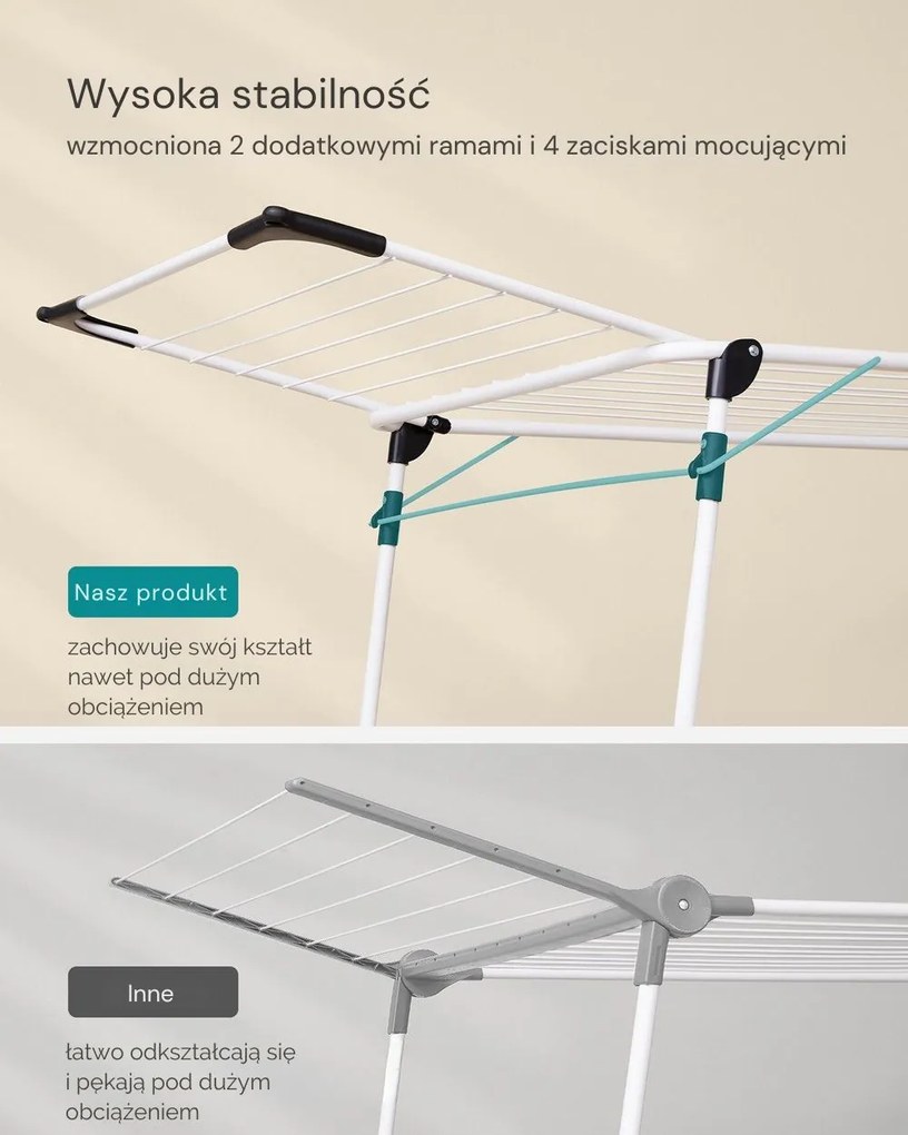 Suszarka na pranie BREEZE, 56,5x173x96,5cm, biała SongmicsHome