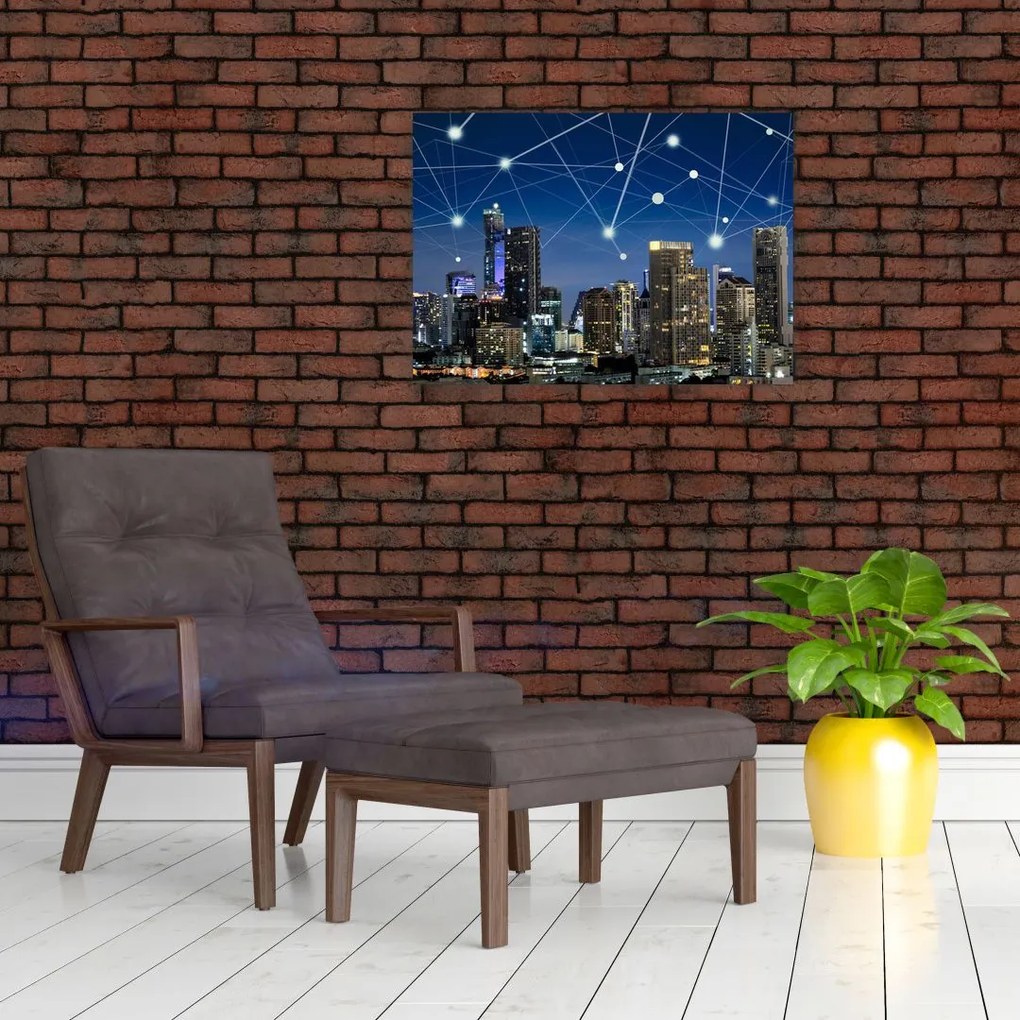 Obraz na szkle - Wielkie miasto nocą (70x50 cm)