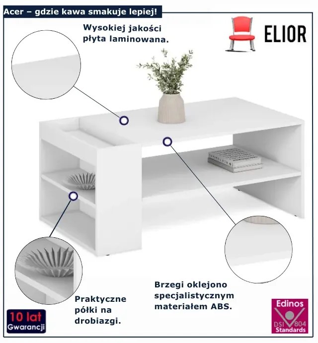 Biała nowoczesna ława kawowa E8-F51