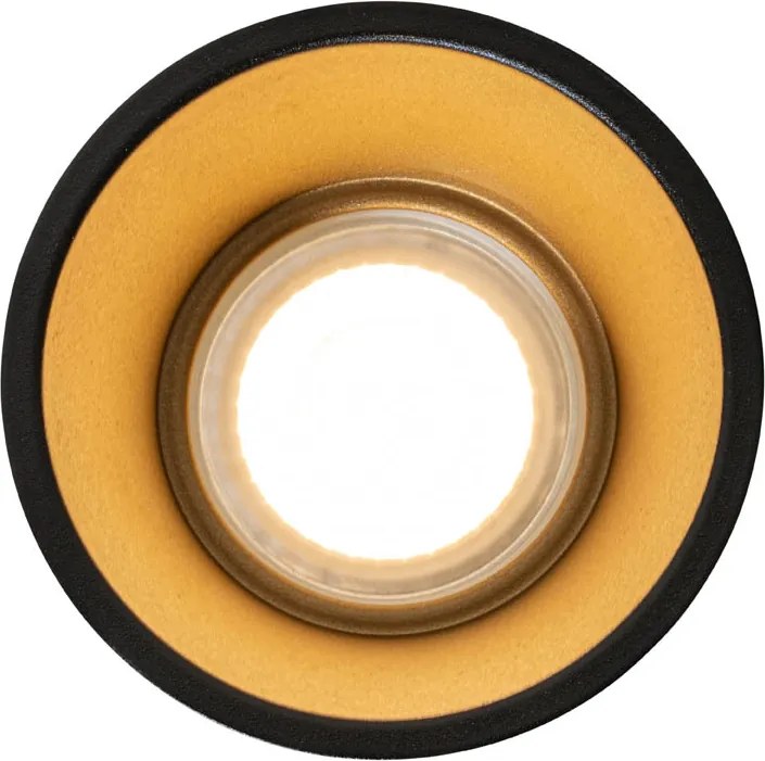 Set van 6 moderne inbouwspots zwart met goud GU10 50mm IP44 - Dept