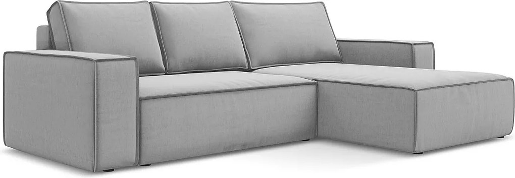 Narożnik prawostronny z funkcją spania - z tkaniny welwetowej - szary - KIMO