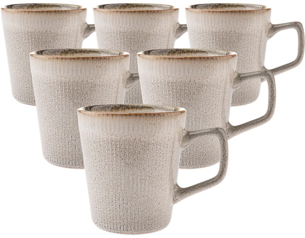 Zestaw 6 ceramicznych kubków Rustik 410 ml, beżowy
