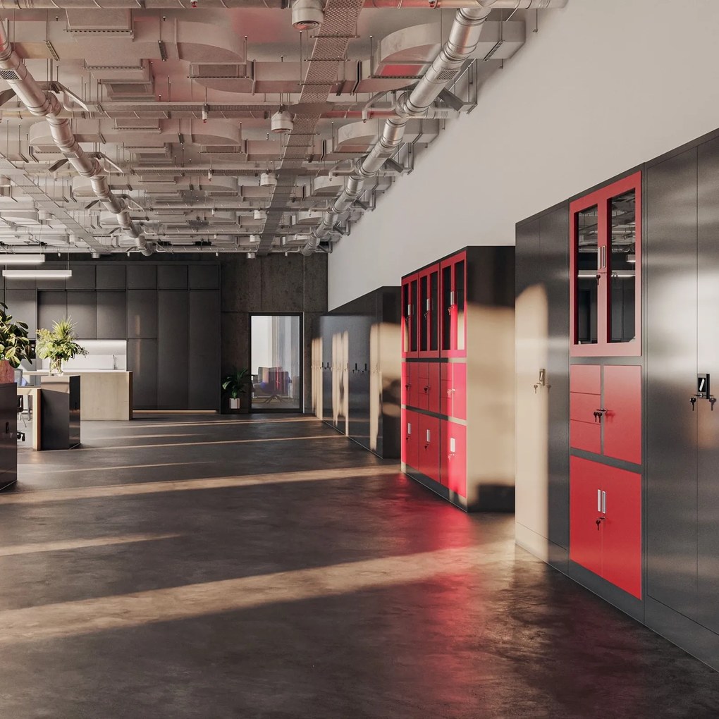 Szafa biurowa Jan dwudrzwiowa 90x40x185 cm antracyt