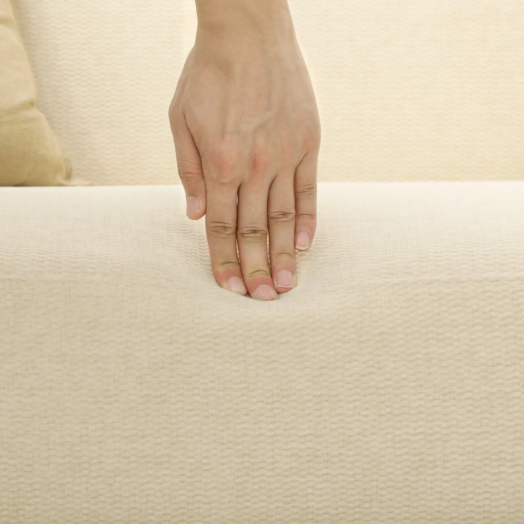 HOMCOM Dwumiejscowa Sofa, kompaktowa, przyjazna dla skóry, do 240 kg, 130x74x79 cm, Kremowa