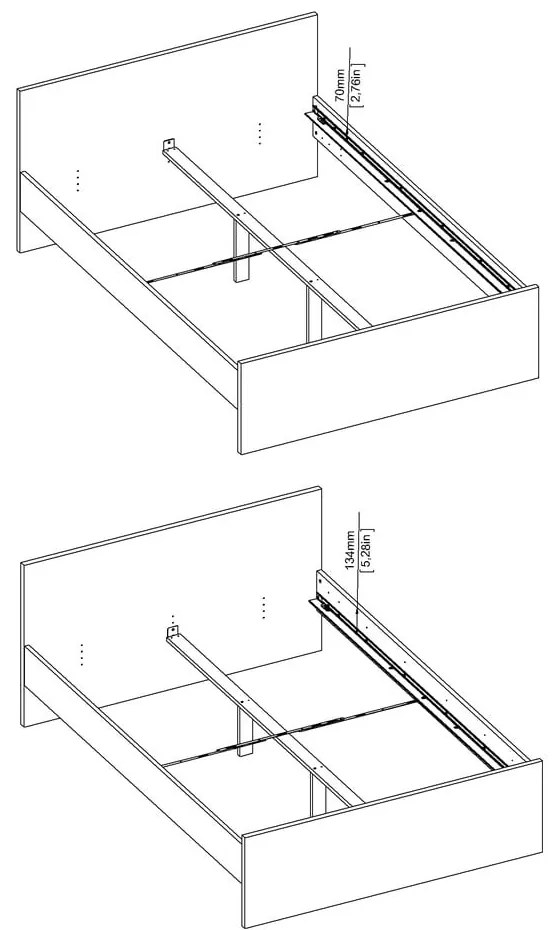 Białe łóżko dwuosobowe z płyty wiórowej bez stelaża 140x200 cm Naia – Tvilum