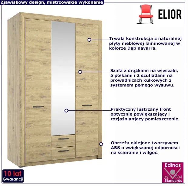Szafa trzydrzwiowa z lustrem - Salmi 14X