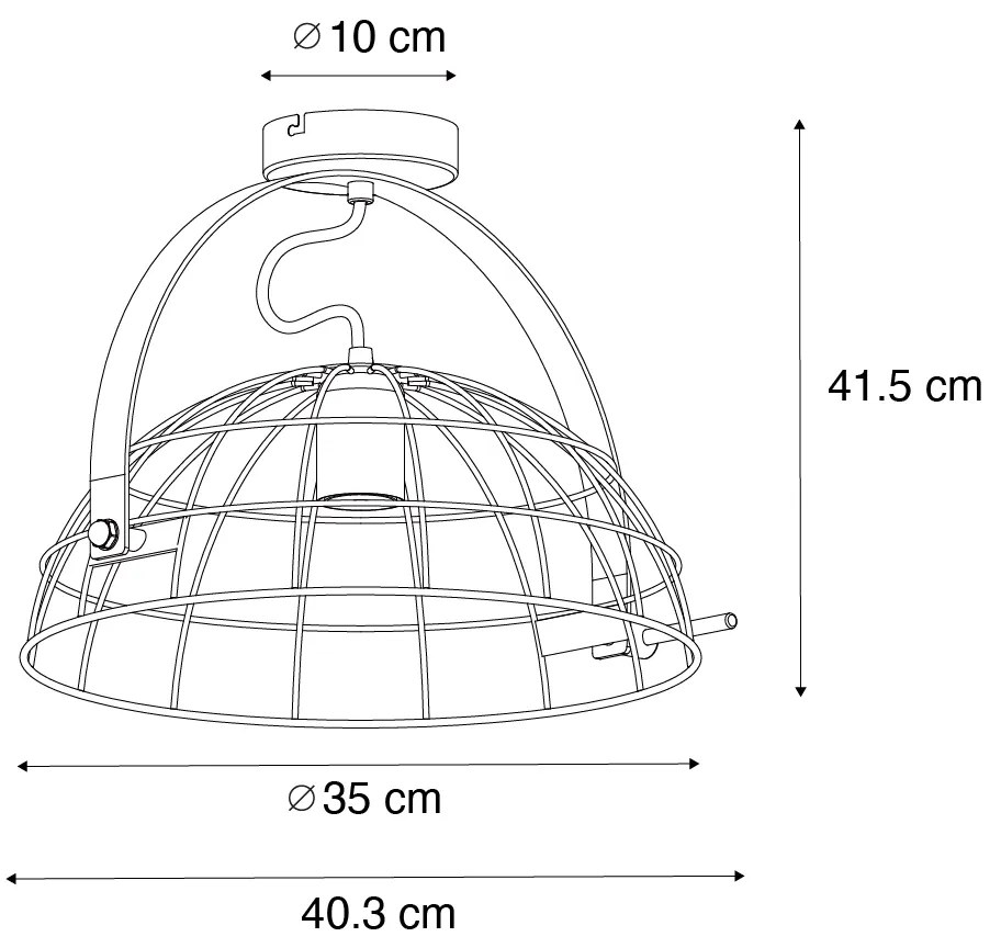 Industrialna lampa sufitowa czarna 35 cm regulowana - HanzePrzemysłowy Oswietlenie wewnetrzne