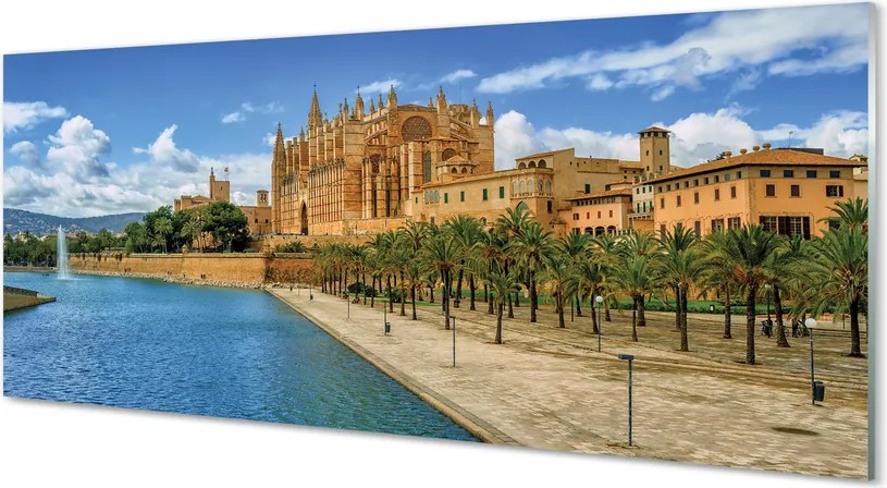 Panel szklany do Kuchni Gotycka Katedra w Otoczeniu Palm