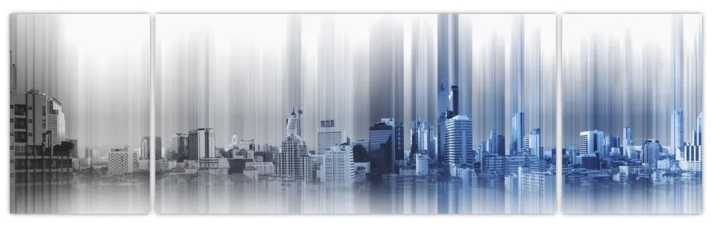 Obraz - Panorama miasta, niebiesko - szara (170x50 cm)