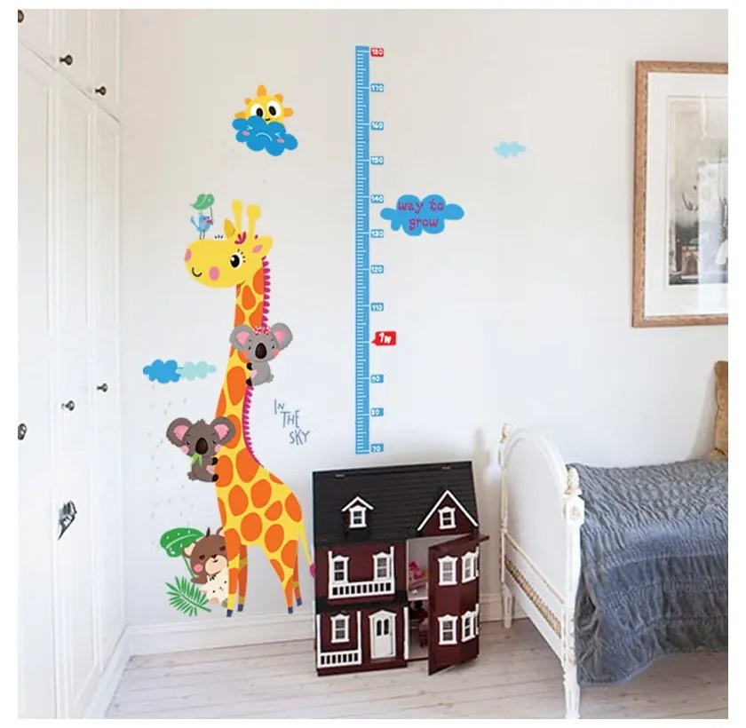 Naklejka dziecięca do mierzenia wzrostu na drzwi/na ścianę 60x120 cm Giraffe & Koalas – Ambiance