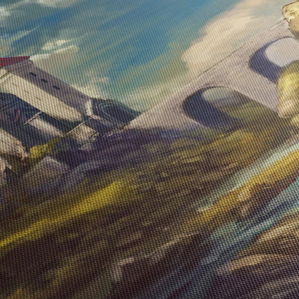 Obraz - Średniowieczny zamek (z zegarem) (90x30 cm)
