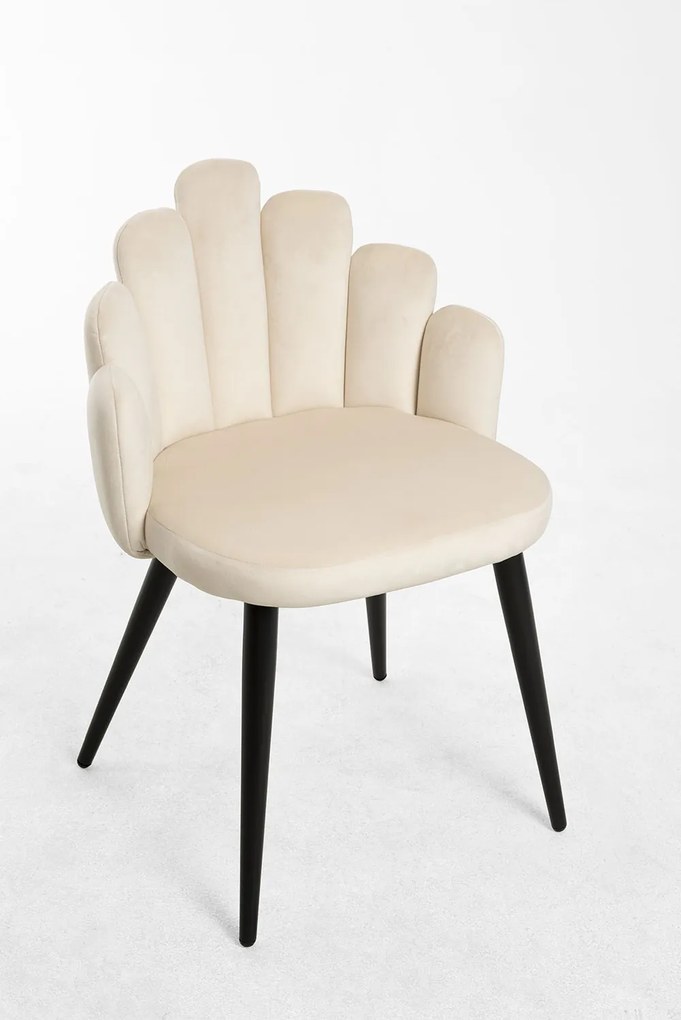 Zestaw 4 Krzese Hand Aksamitne Czarne Nogi