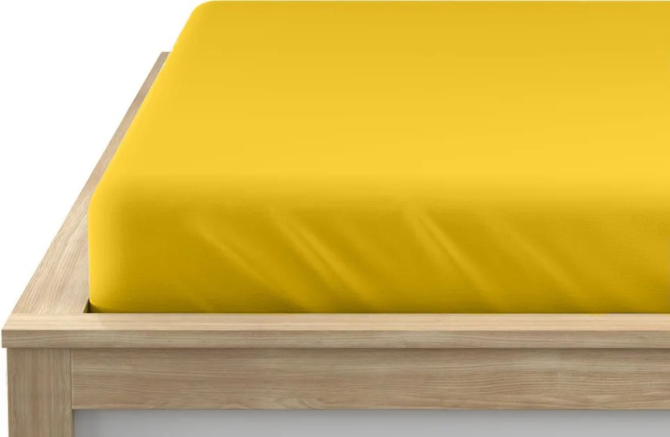 PrzytulneMieszkanie.pl Jersey prześcieradło EXCLUSIVE musztardowe 140 x 200 cm