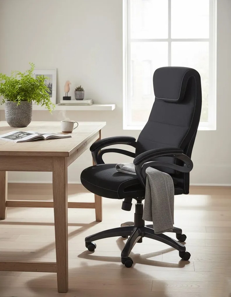 Fotel Czarny Nowoczesny Biurowy E8-M18