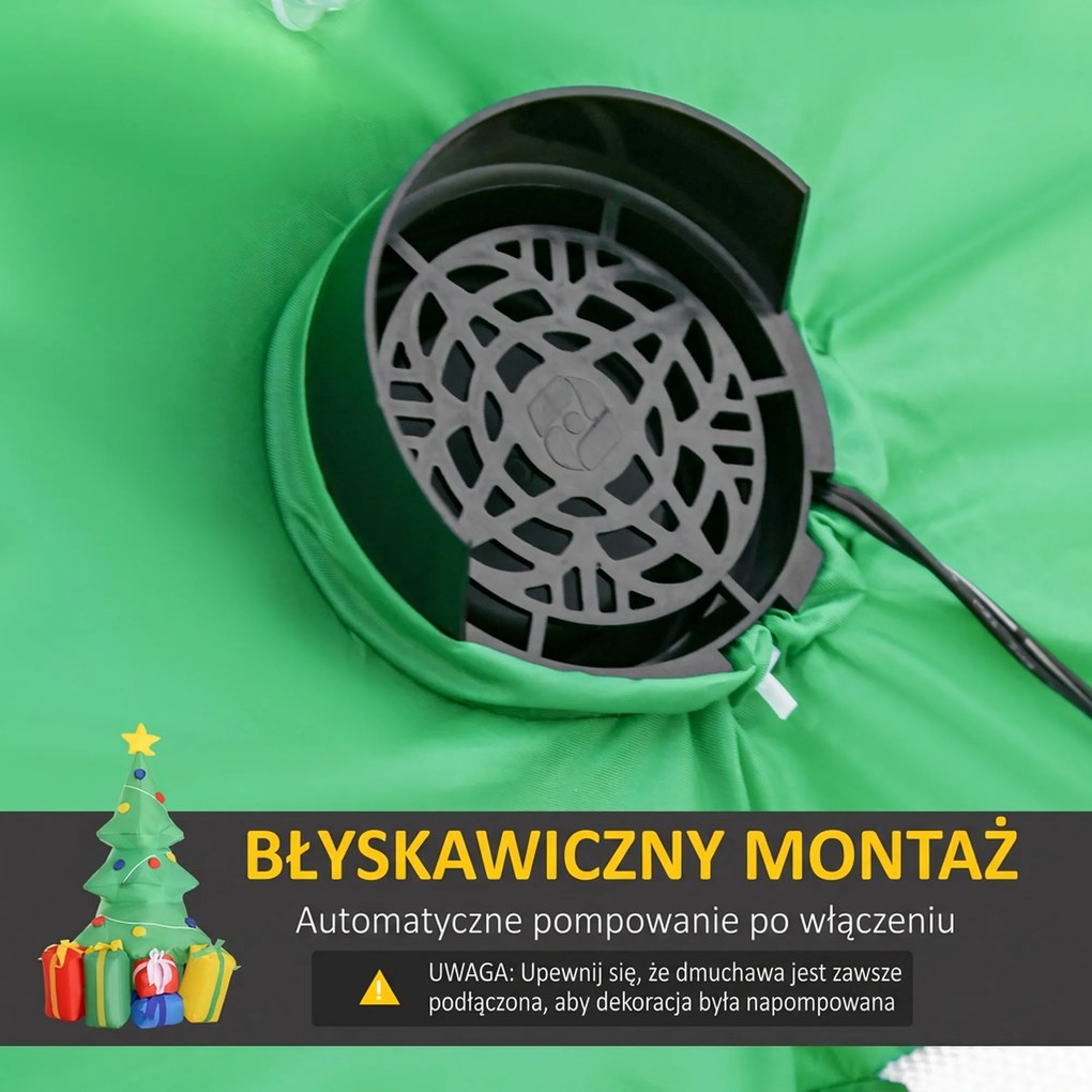 HOMCOM Nadmuchiwana dekoracja świąteczna z oświetleniem LED, prezentami, 150 cm, wodoodporna | Aosom PL