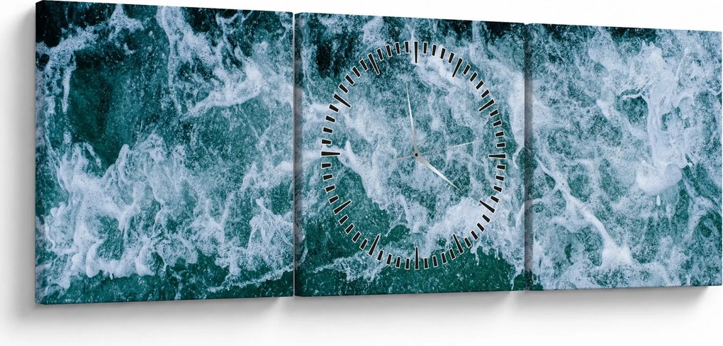 Obraz - Fale oceanu (z zegarem) (90x30 cm)