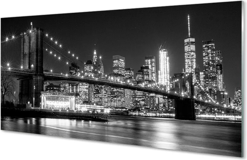 Panel szklany do Kuchni Nocna Panorama Mostu i Miasta