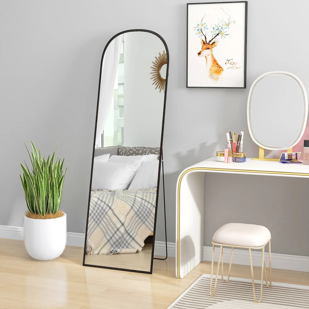 HOMCOM Duże lustro stojące całociałowe nowoczesny design czarna rama 50x1615 cm | Aosom PL
